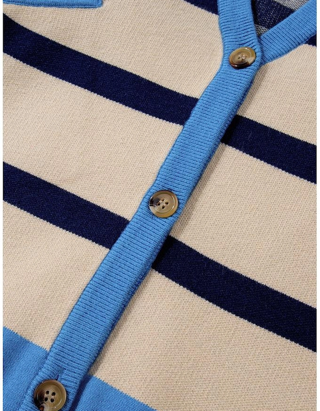 White Colorblock Drop Shoulder Buttoned Loose Cardigan