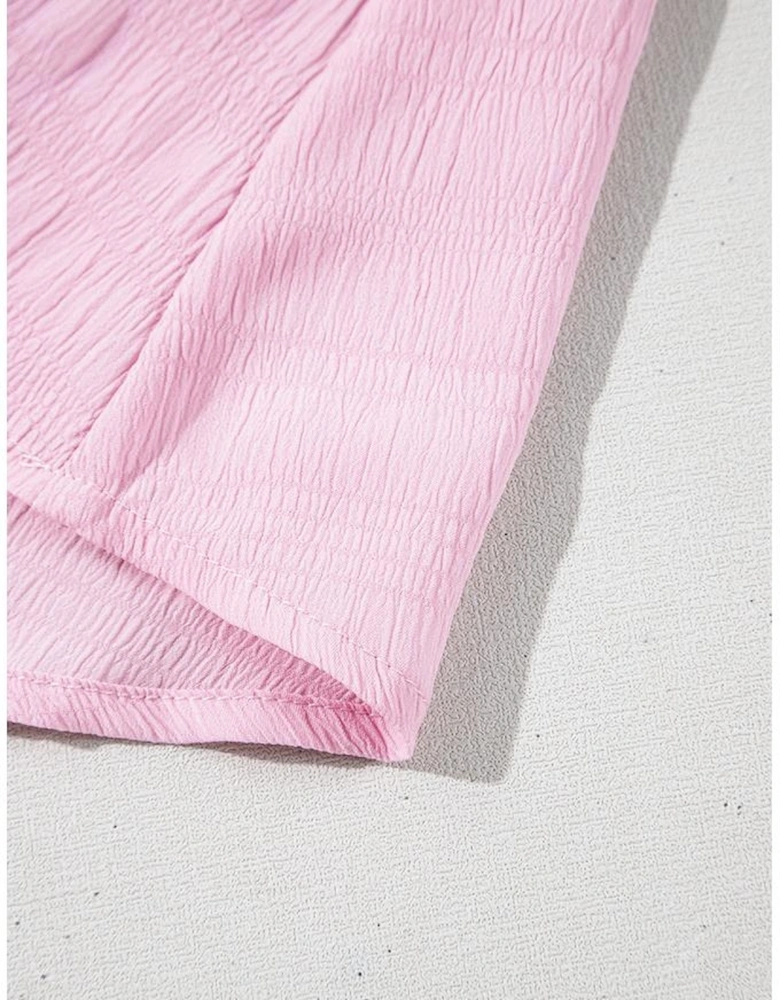 Bonbon Textured Bubble Sleeve High Waist Mini Dress