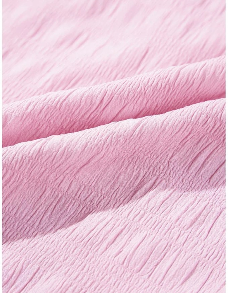 Bonbon Textured Bubble Sleeve High Waist Mini Dress