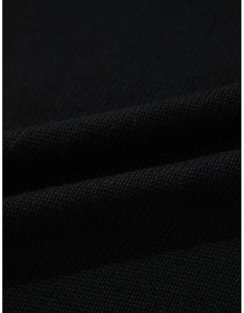 Black Floral Print Knitted Open Front Loose Cardigan