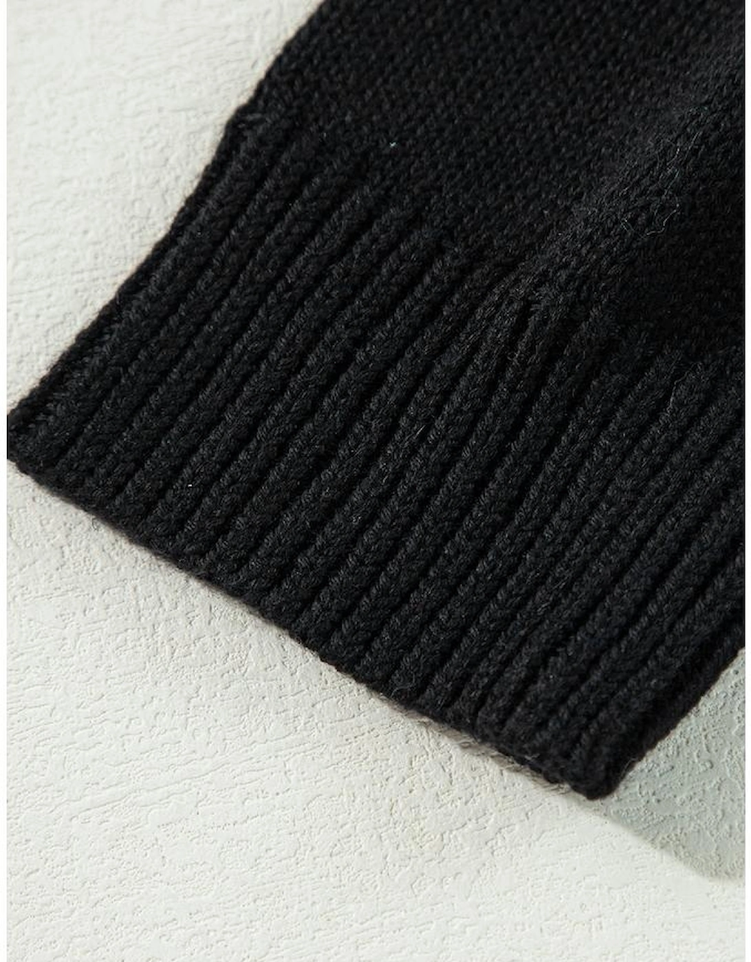 Black Floral Print Knitted Open Front Loose Cardigan