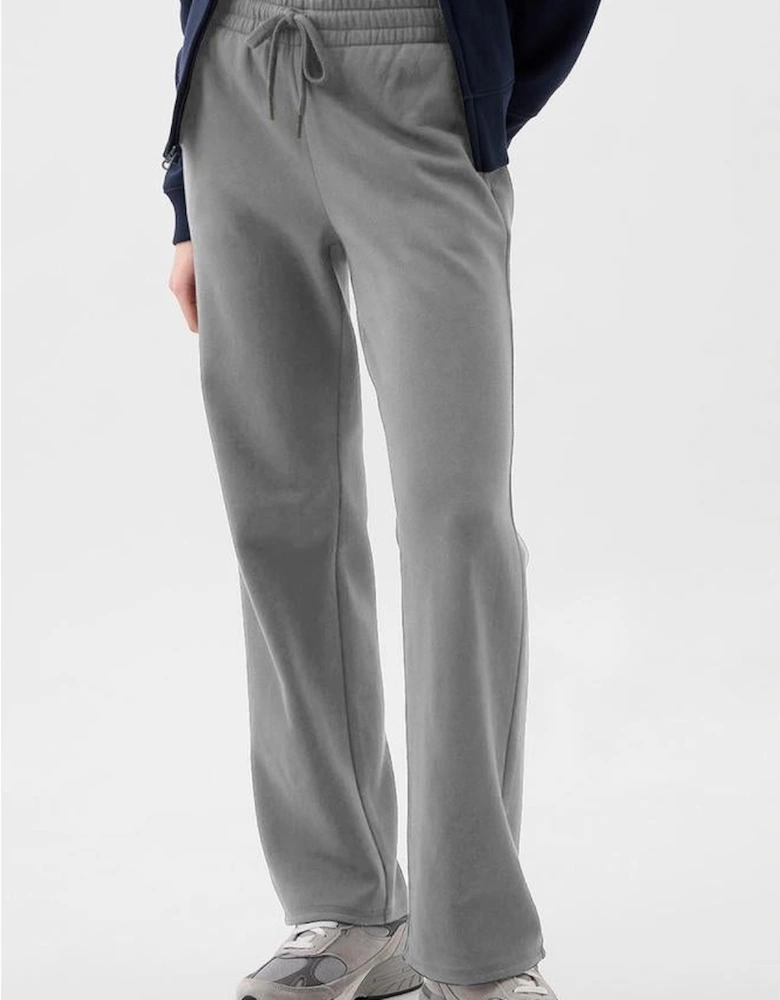 Light Grey Solid Color Fleece Lined Drawstring Waist Casual Pants