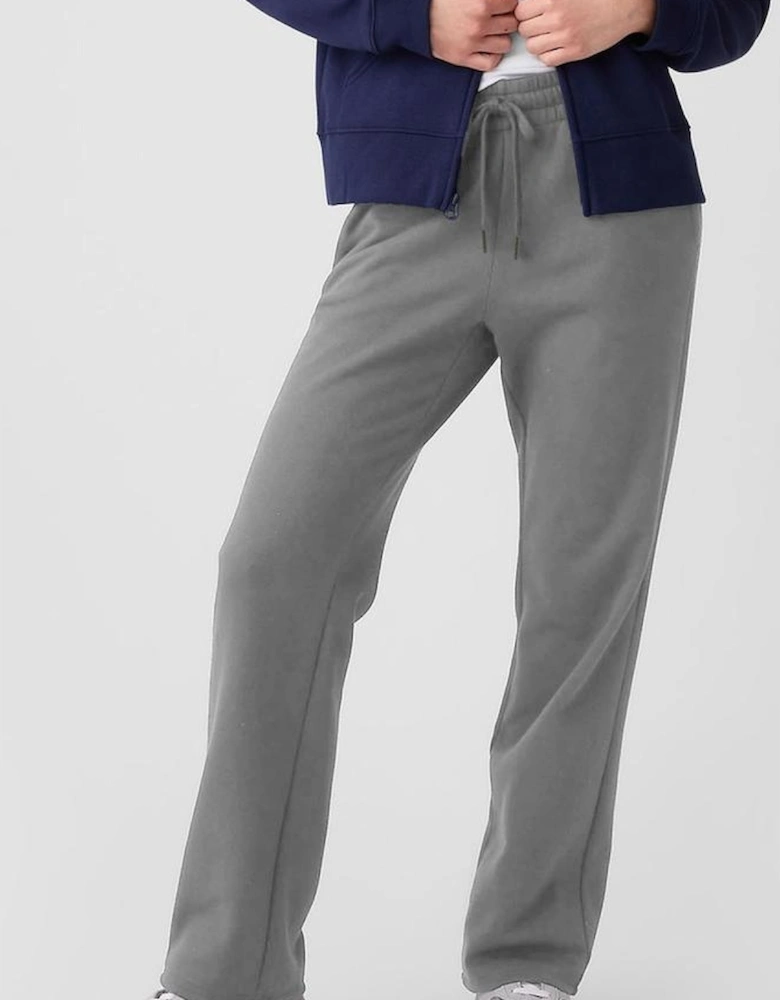 Light Grey Solid Color Fleece Lined Drawstring Waist Casual Pants