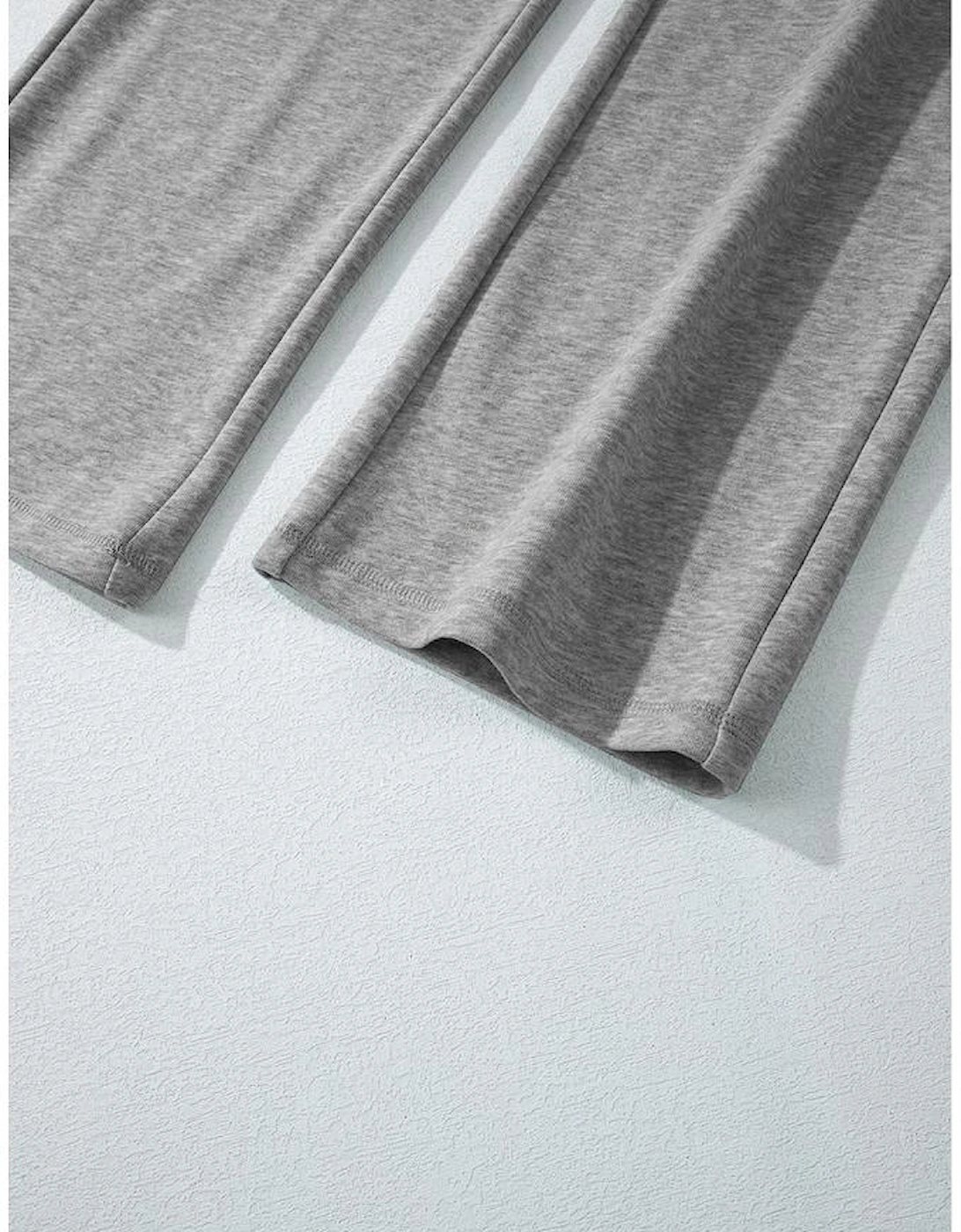 Light Grey Solid Color Fleece Lined Drawstring Waist Casual Pants