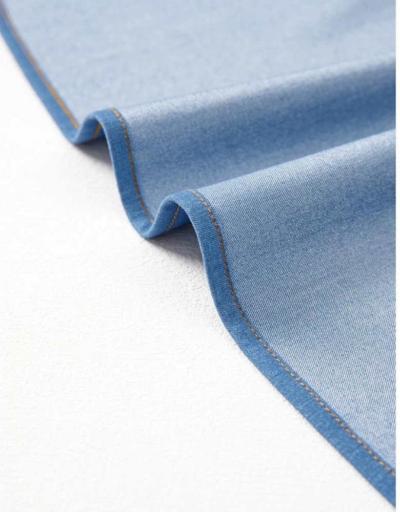 Myosotis Square Neck Pleated Waist V Cut Backless Tied Fit and Flare Dress