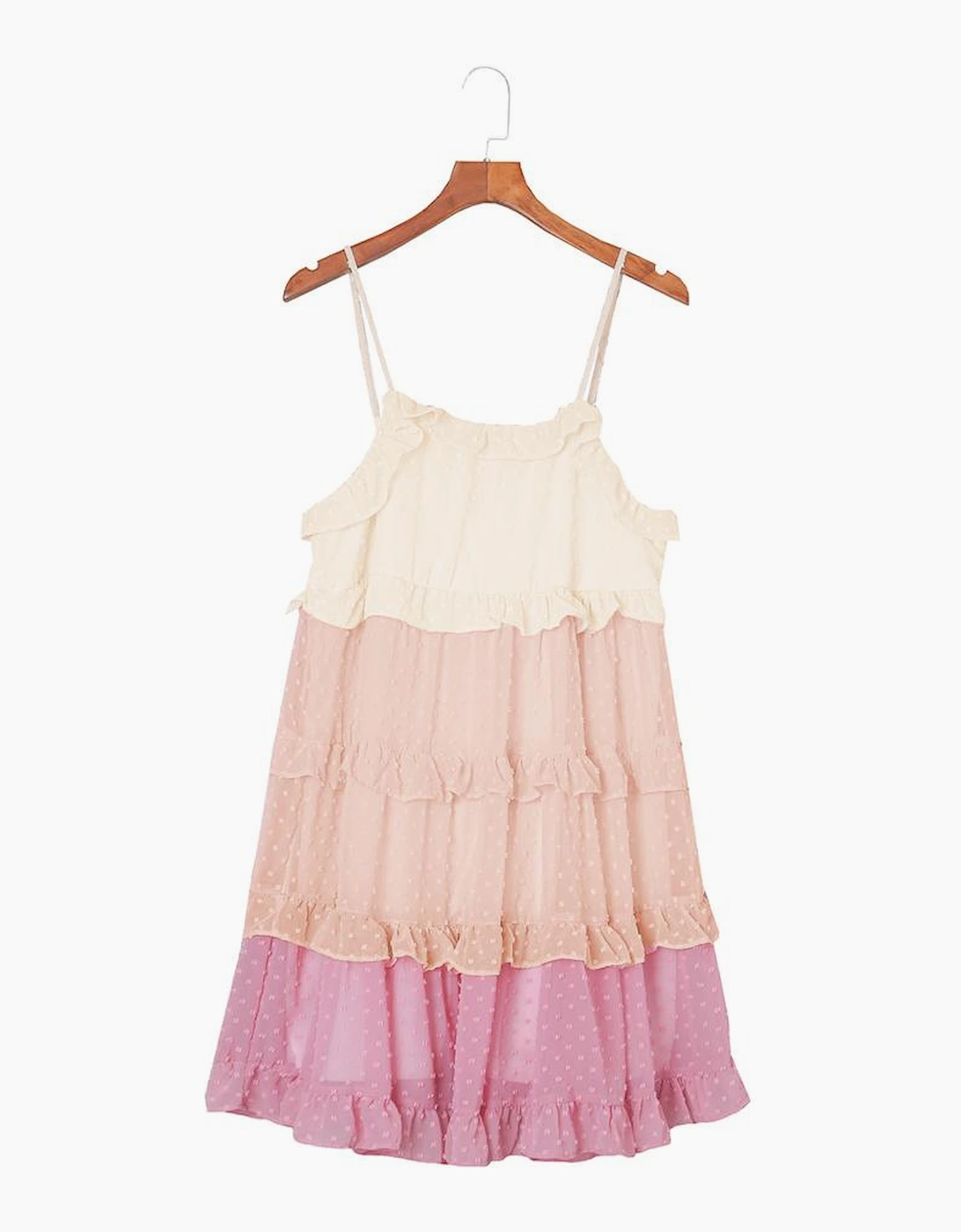 Pink Ombre Swiss Dot Ruffled Tiered Mini Dress
