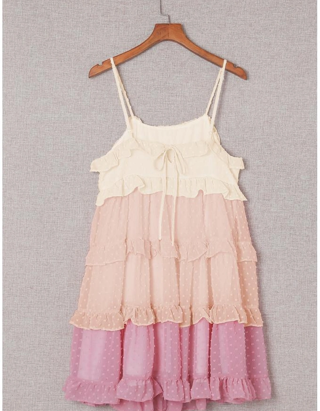 Pink Ombre Swiss Dot Ruffled Tiered Mini Dress