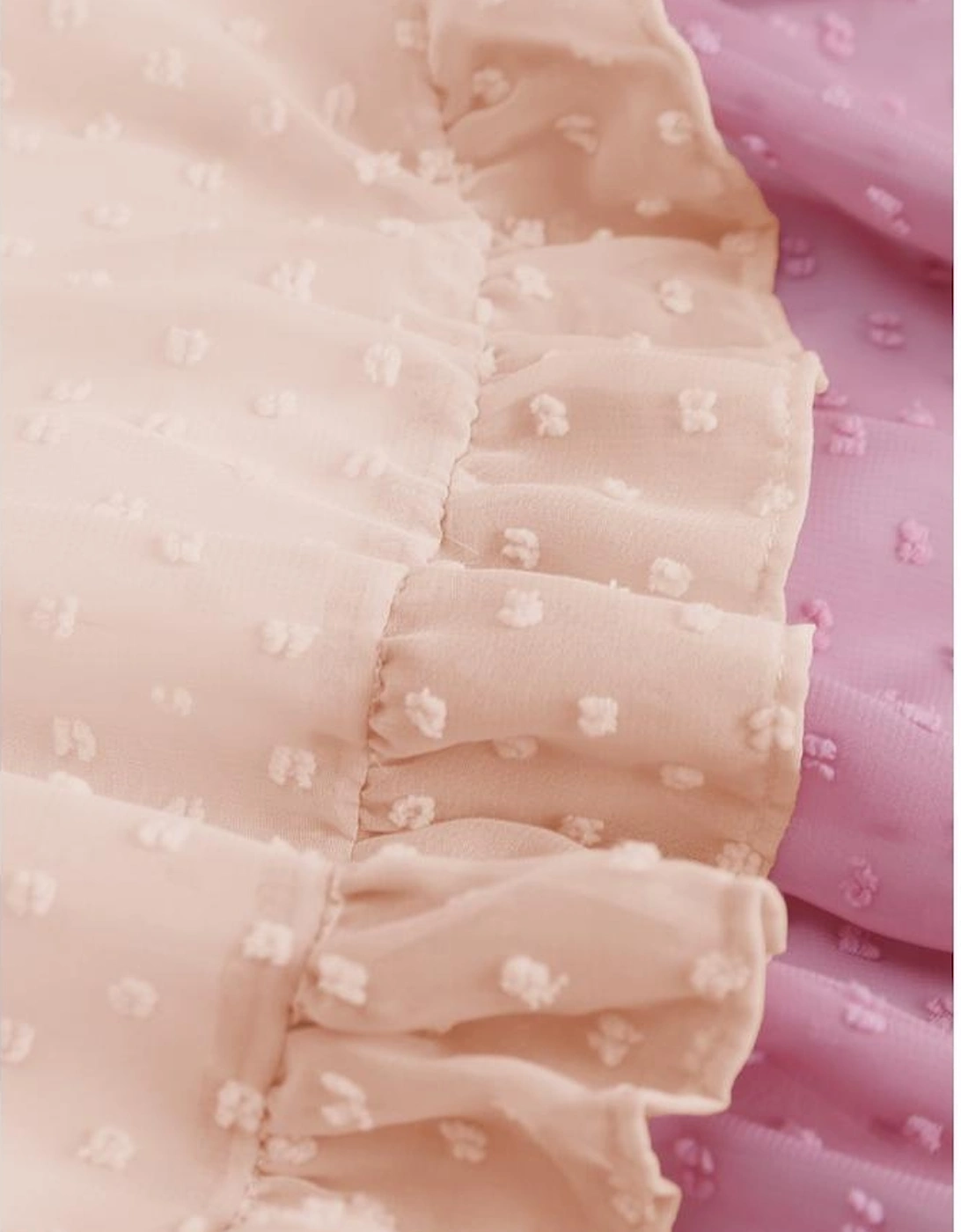 Pink Ombre Swiss Dot Ruffled Tiered Mini Dress