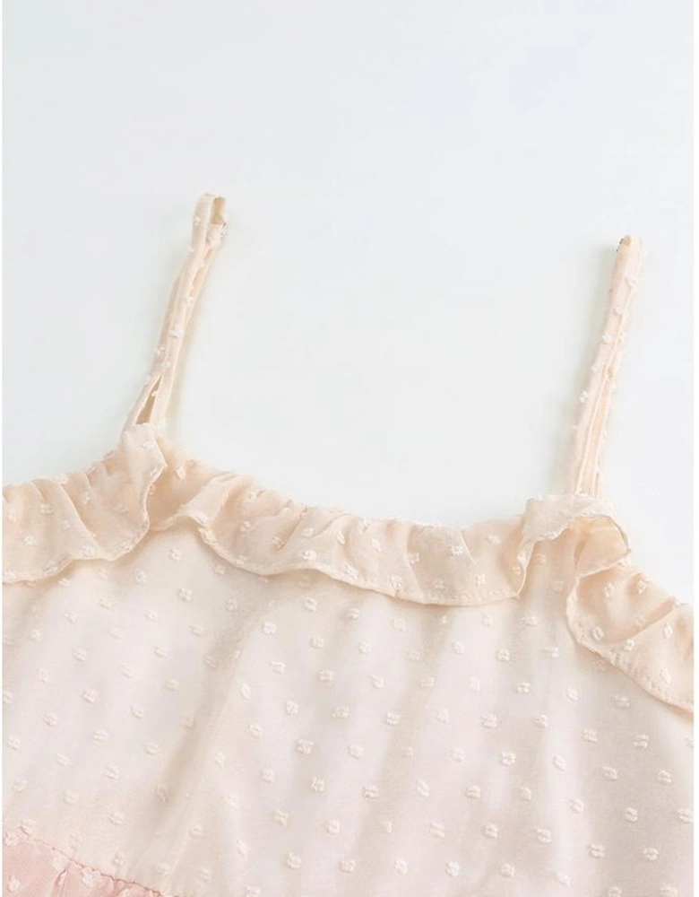 Pink Ombre Swiss Dot Ruffled Tiered Mini Dress