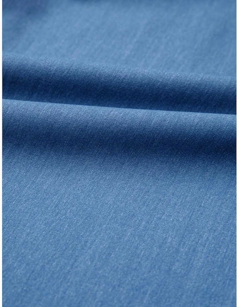 Myosotis Square Neck Pleated Waist V Cut Backless Tied Fit and Flare Dress