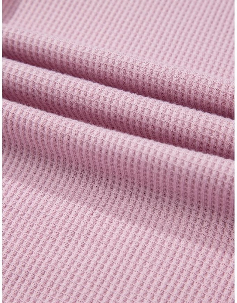 Pink Plus Size Exposed Seam Waffle Knit Top