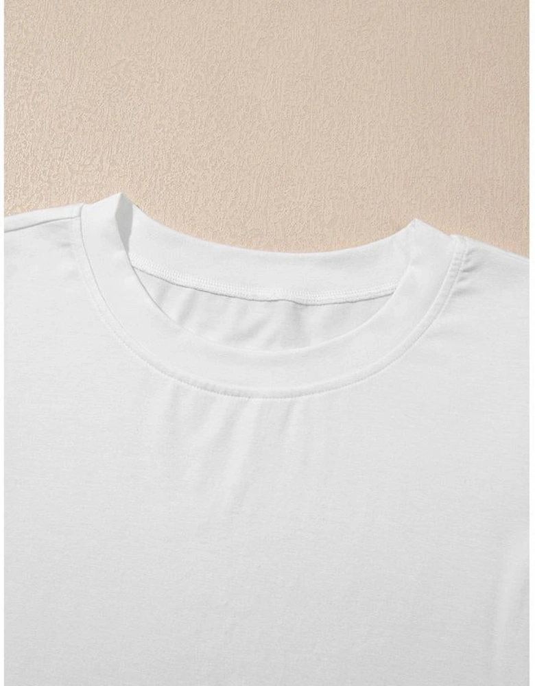 White Hollow Out Embroidered Short Sleeve O Neck Top