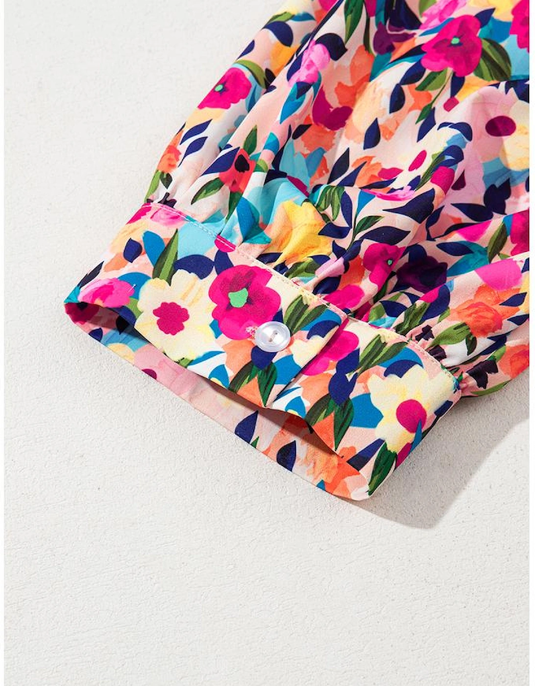 Pink Floral Puff Short Sleeve V Neck Mini Dress