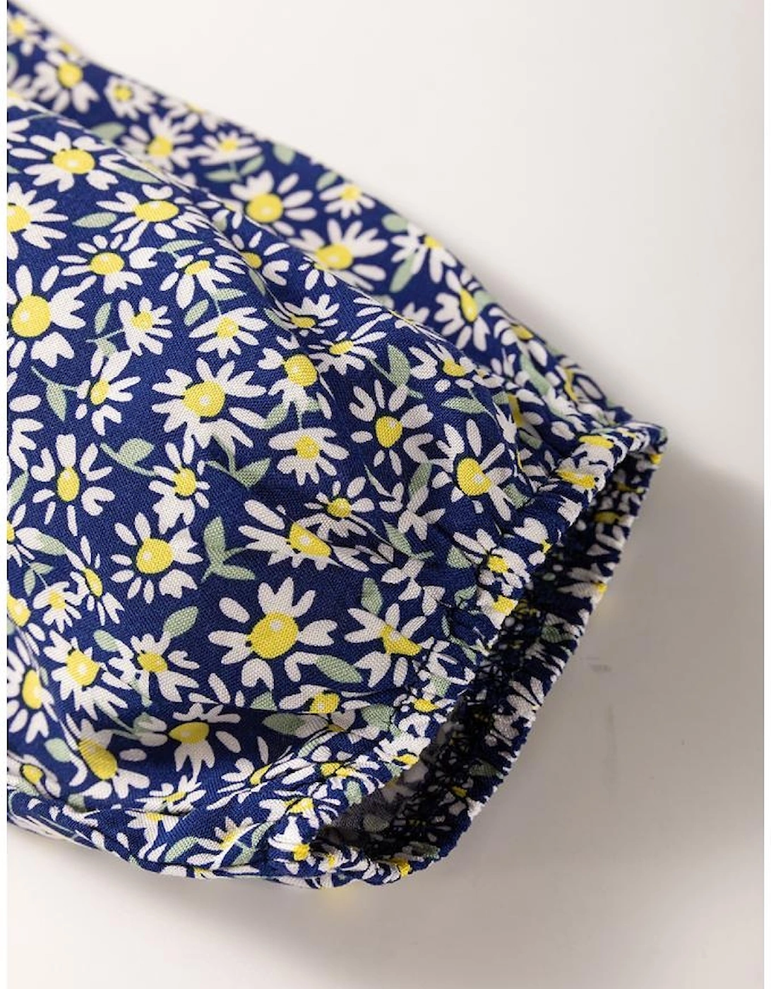 Blue Boho Floral Print Smocked Square Neck Loose Fit Blouse