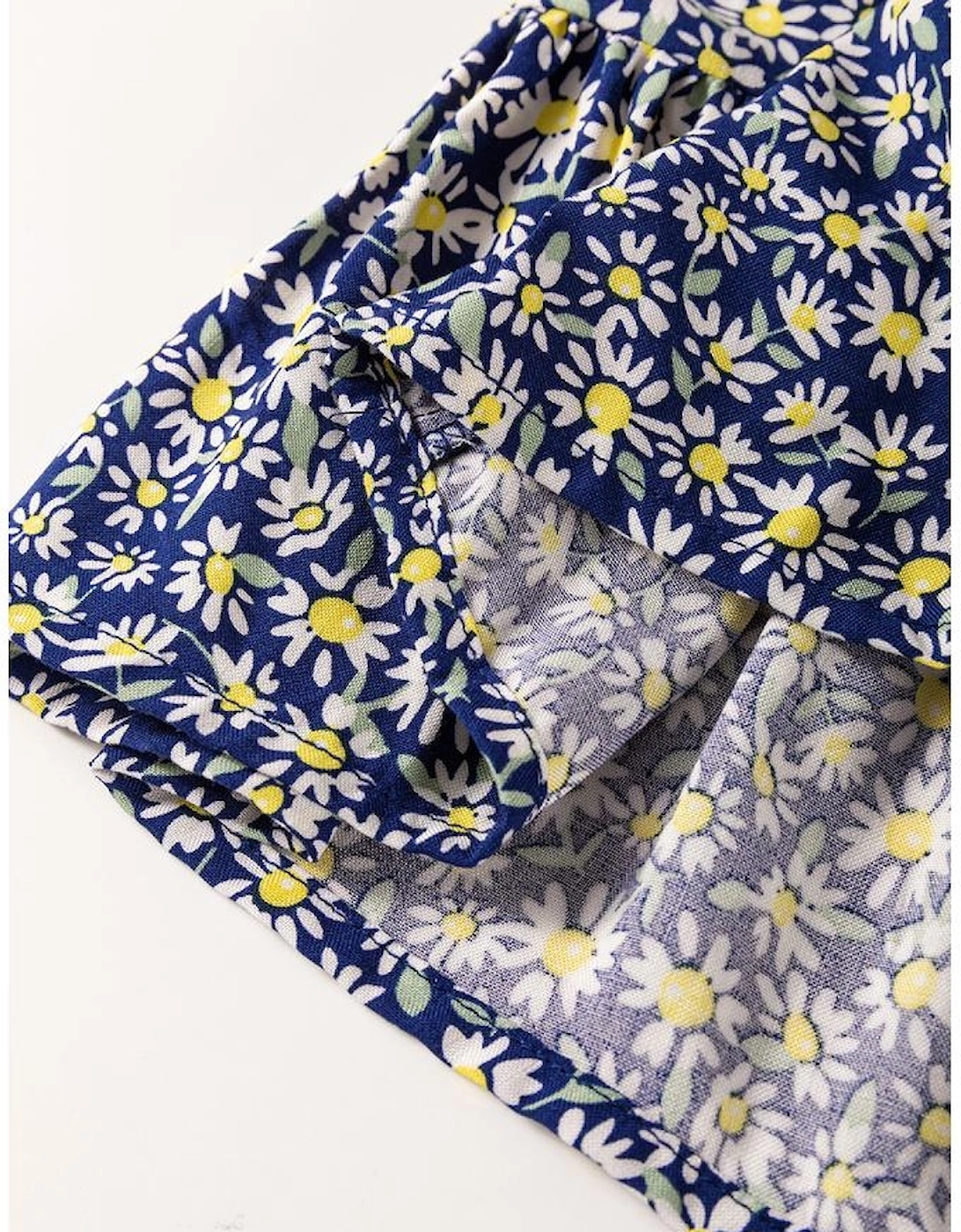 Blue Boho Floral Print Smocked Square Neck Loose Fit Blouse