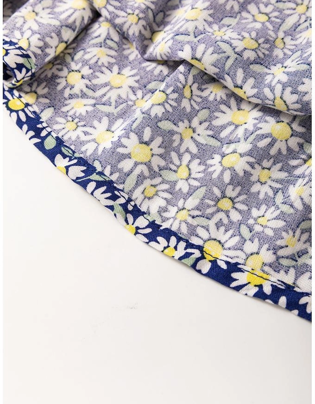 Blue Boho Floral Print Smocked Square Neck Loose Fit Blouse, 12 of 11