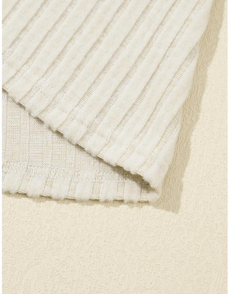 Apricot Ribbed Knit Mock Neck Tank Top