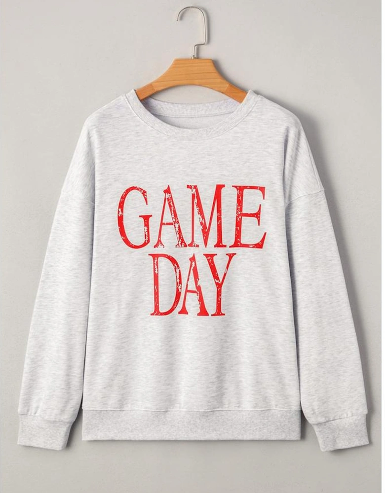 Red Vintage Washed GAME DAY Graphic Baggy Sweatshirt