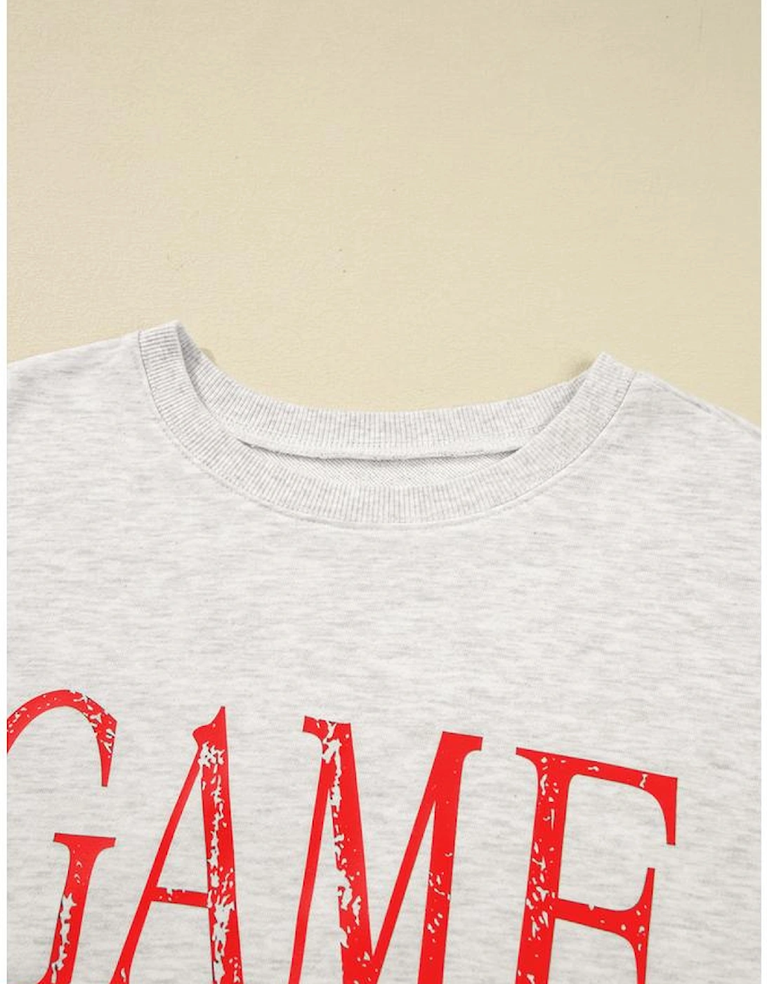 Red Vintage Washed GAME DAY Graphic Baggy Sweatshirt