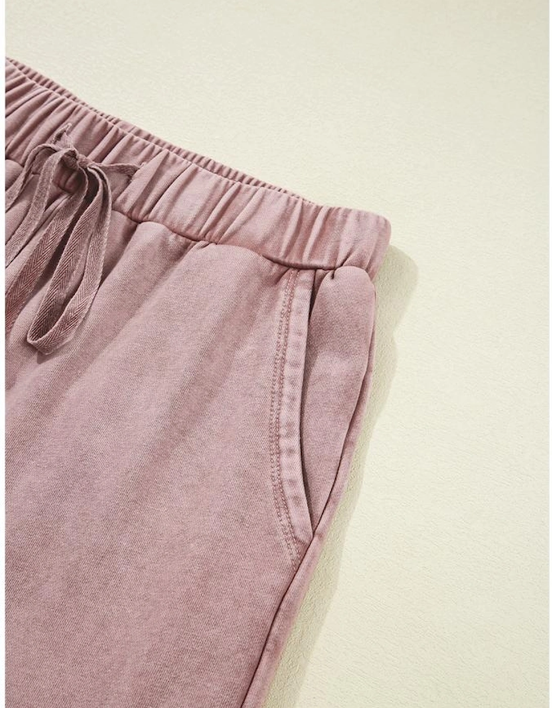 Straw Yellow Mineral Wash Tiered Wide Leg Patchwork Drawstring Pants