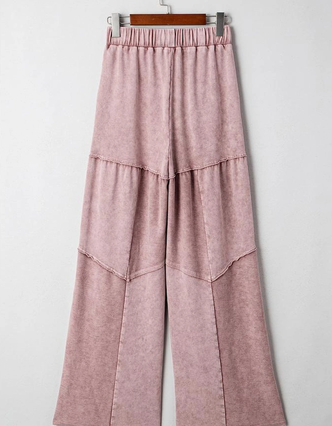 Straw Yellow Mineral Wash Tiered Wide Leg Patchwork Drawstring Pants