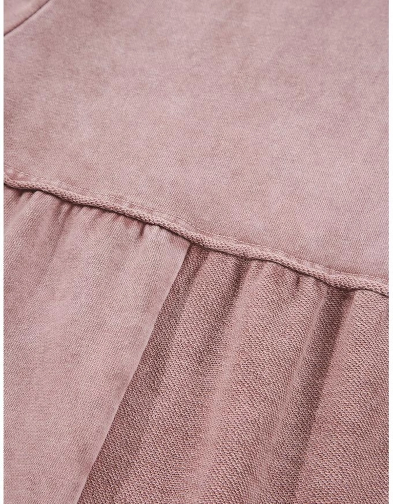 Straw Yellow Mineral Wash Tiered Wide Leg Patchwork Drawstring Pants