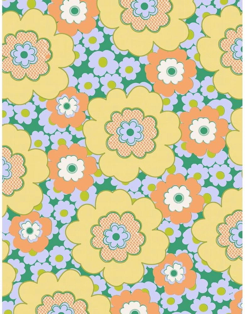 Yellow Summer Flower Printed Drop Shoulder Loose T Shirt