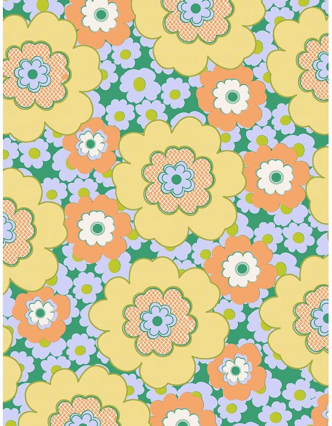 Yellow Summer Flower Printed Drop Shoulder Loose T Shirt