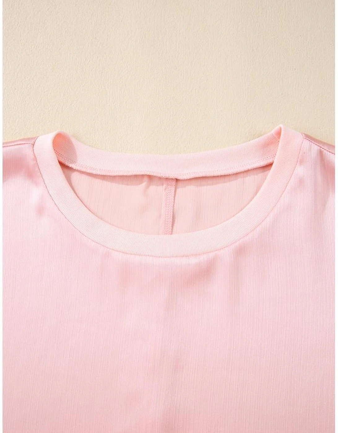 Pink Metallic Gloss Short Batwing Sleeve Plus Size Top