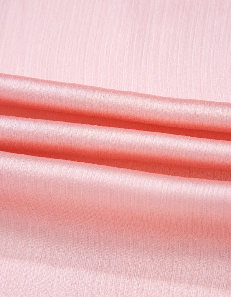 Pink Metallic Gloss Short Batwing Sleeve Plus Size Top