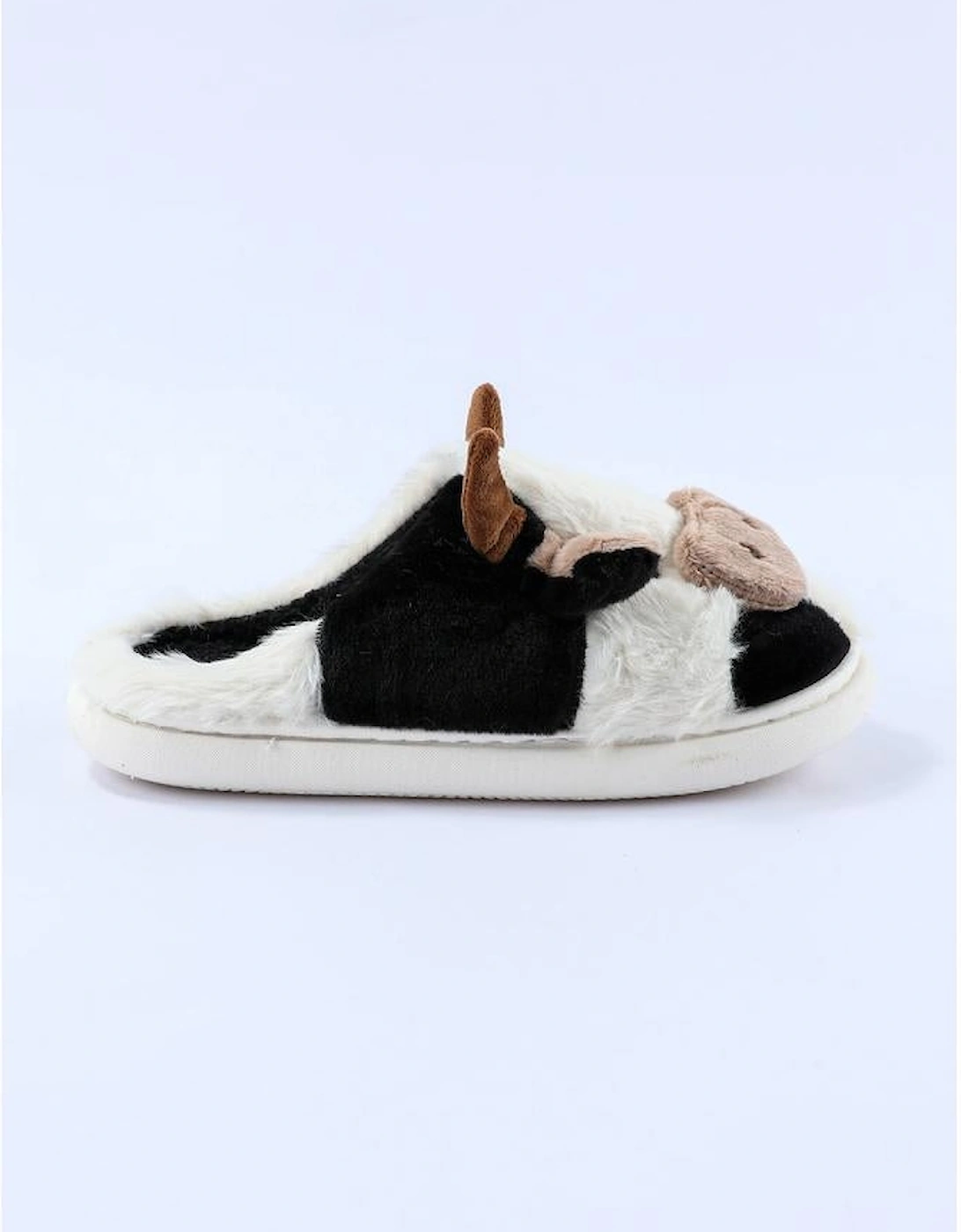 White Cartoon Animal Cow Plush Slippers