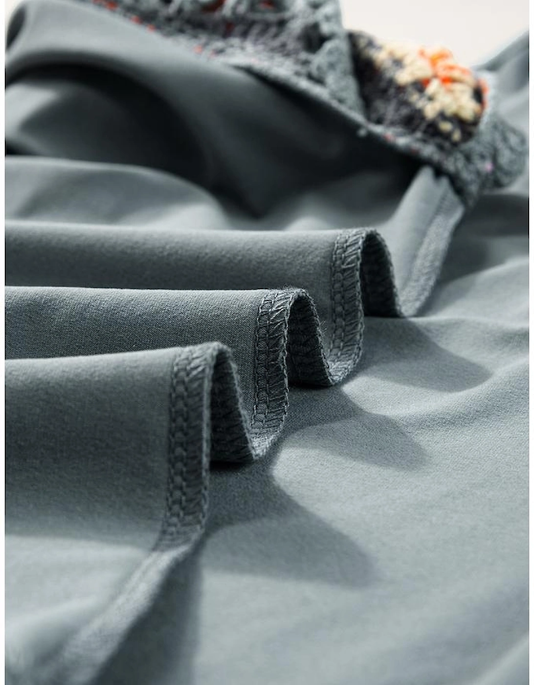 Medium Grey Floral Crochet Short Sleeve Top