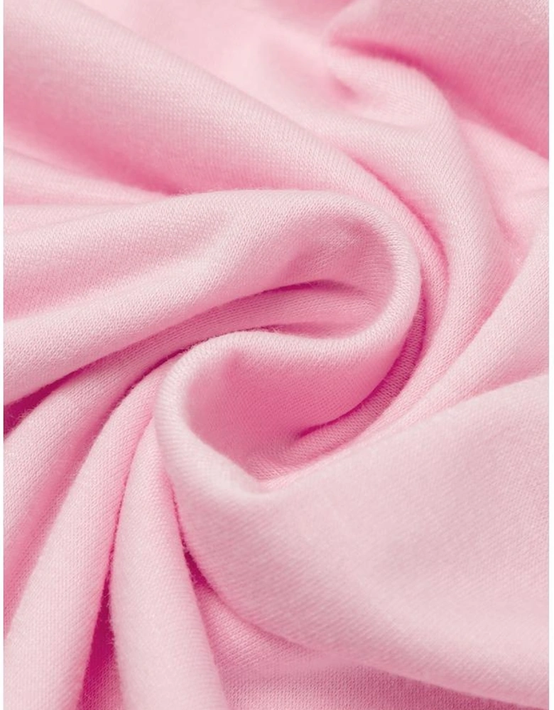 Pink V Neck Hidden Pocket Splits Maxi T-shirt Dress