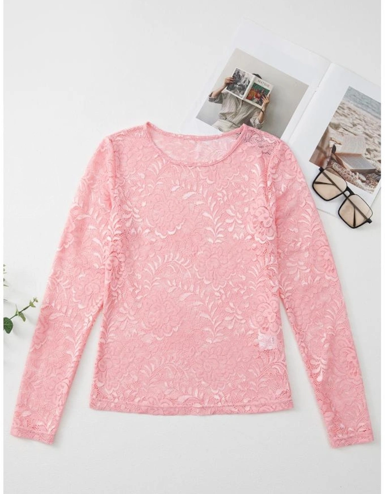 Blossom Floral Lace Sheer Long Sleeve Top