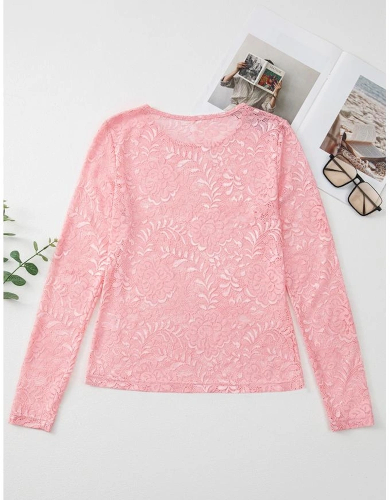 Blossom Floral Lace Sheer Long Sleeve Top