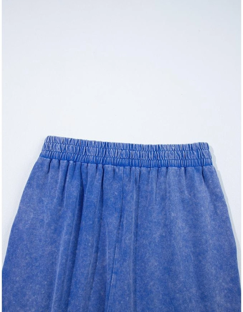 Ashleigh Blue Acid Wash Star Patched Rolled Trim Pants Set