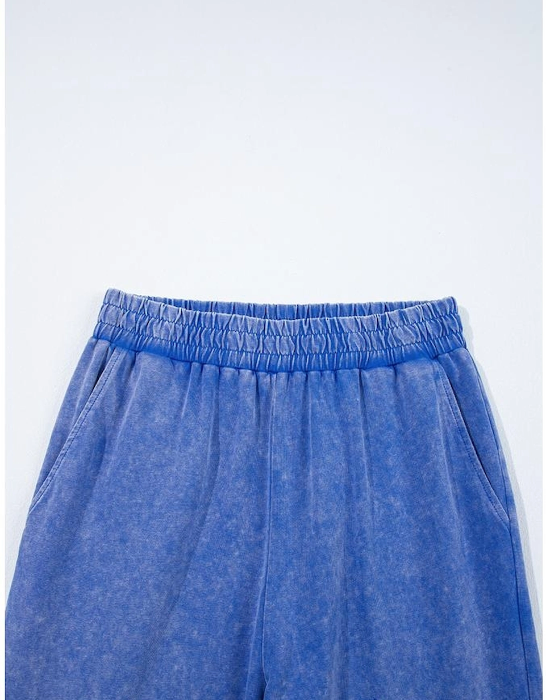 Ashleigh Blue Acid Wash Star Patched Rolled Trim Pants Set