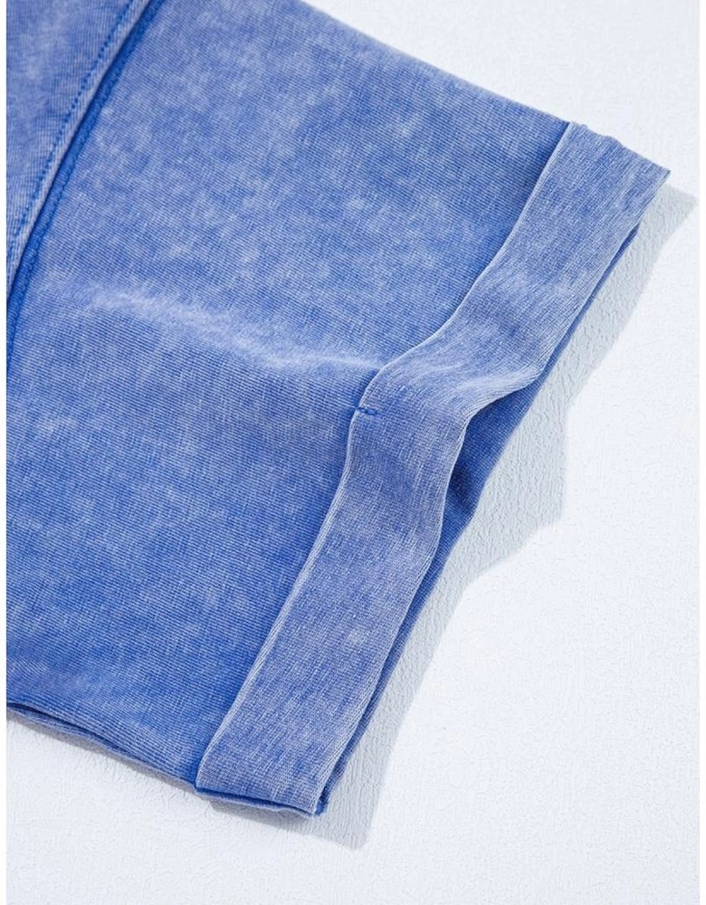 Ashleigh Blue Acid Wash Star Patched Rolled Trim Pants Set