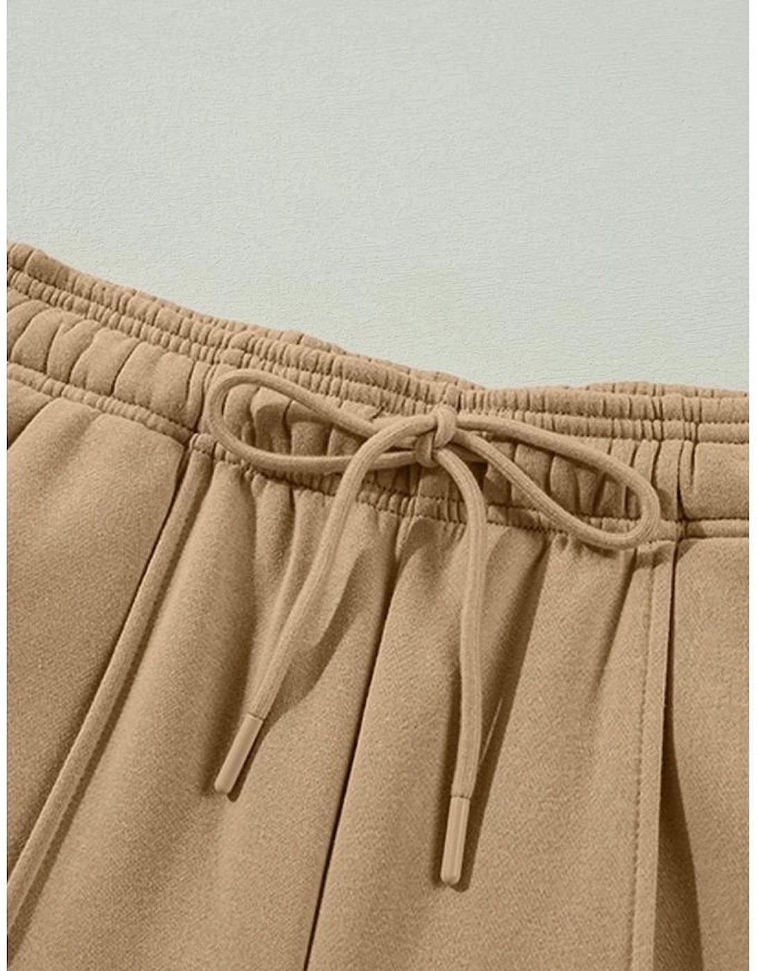 Smoke Gray Exposed Seam Drawstring High Waist Wide Leg Pants