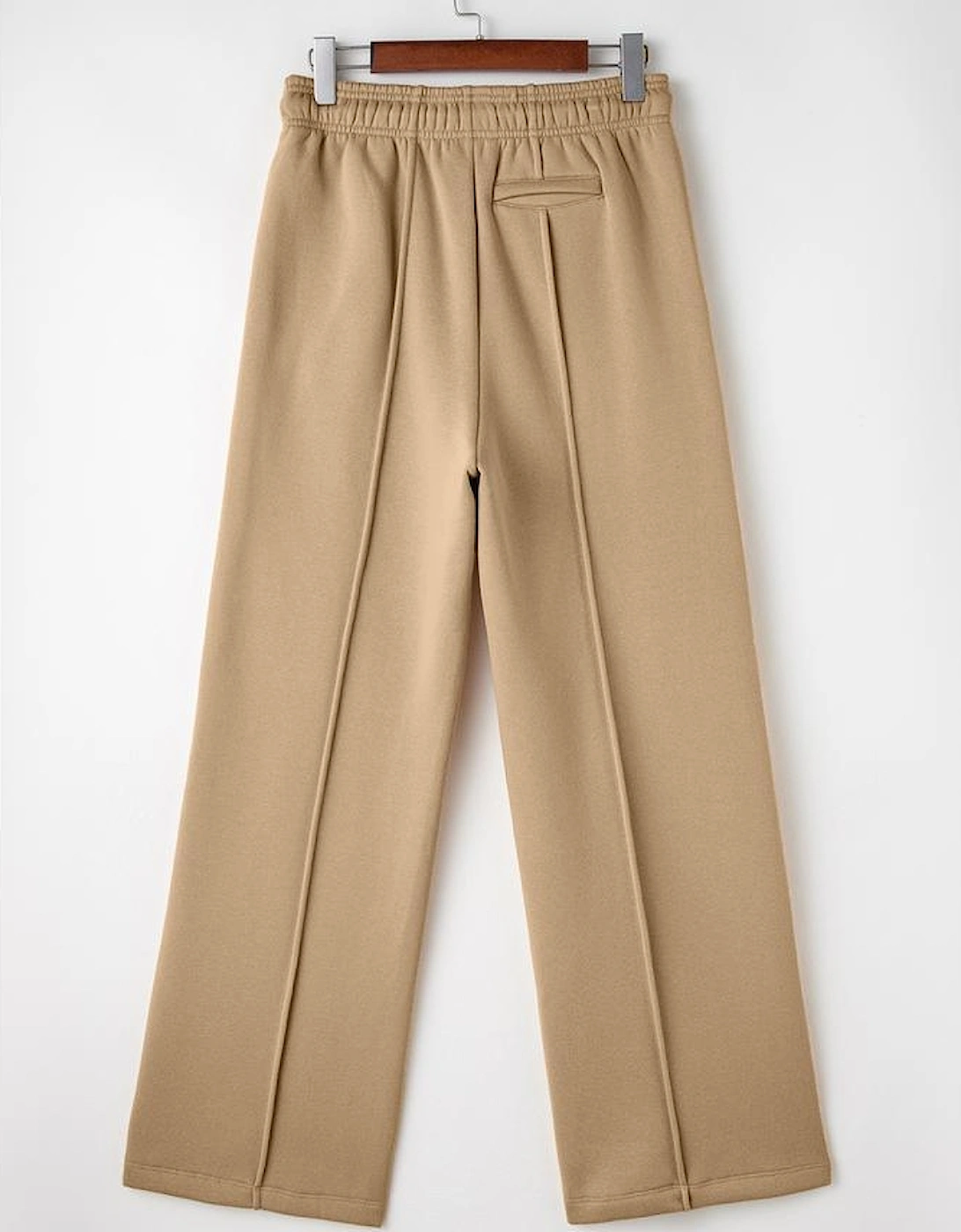 Smoke Gray Exposed Seam Drawstring High Waist Wide Leg Pants