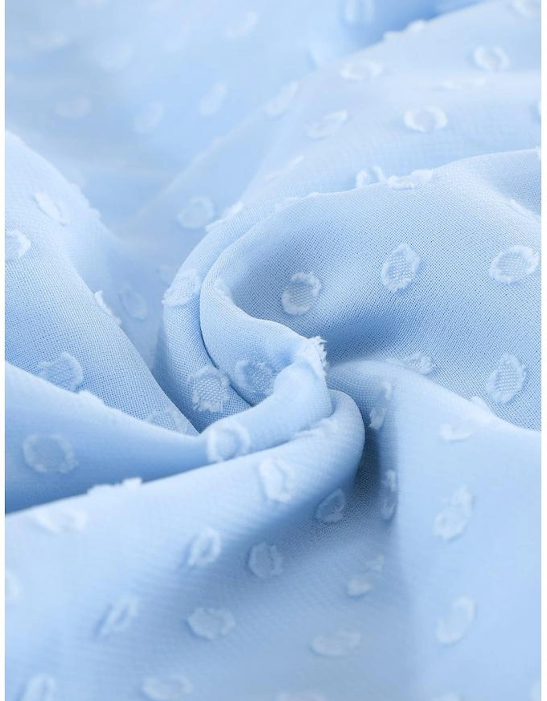 Sky Blue Layered Ruffled Open Back Puff Sleeve Swiss Dot Mini Dress