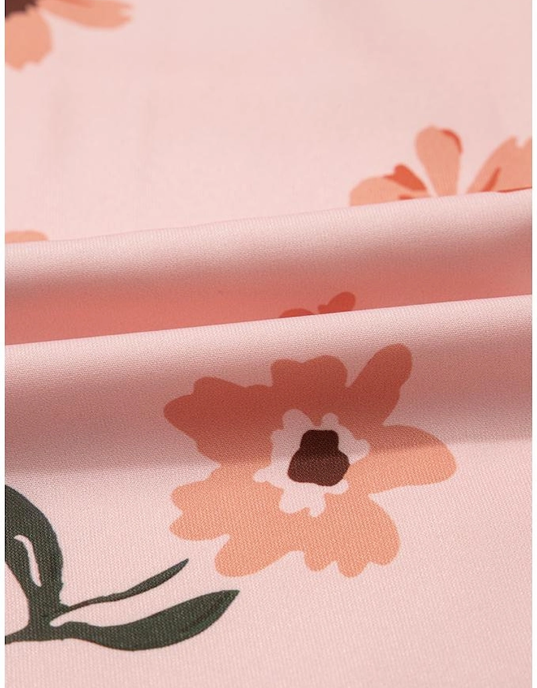 Pink Floral V Neck Smocked High Waist Ruffle Hem Long Dress