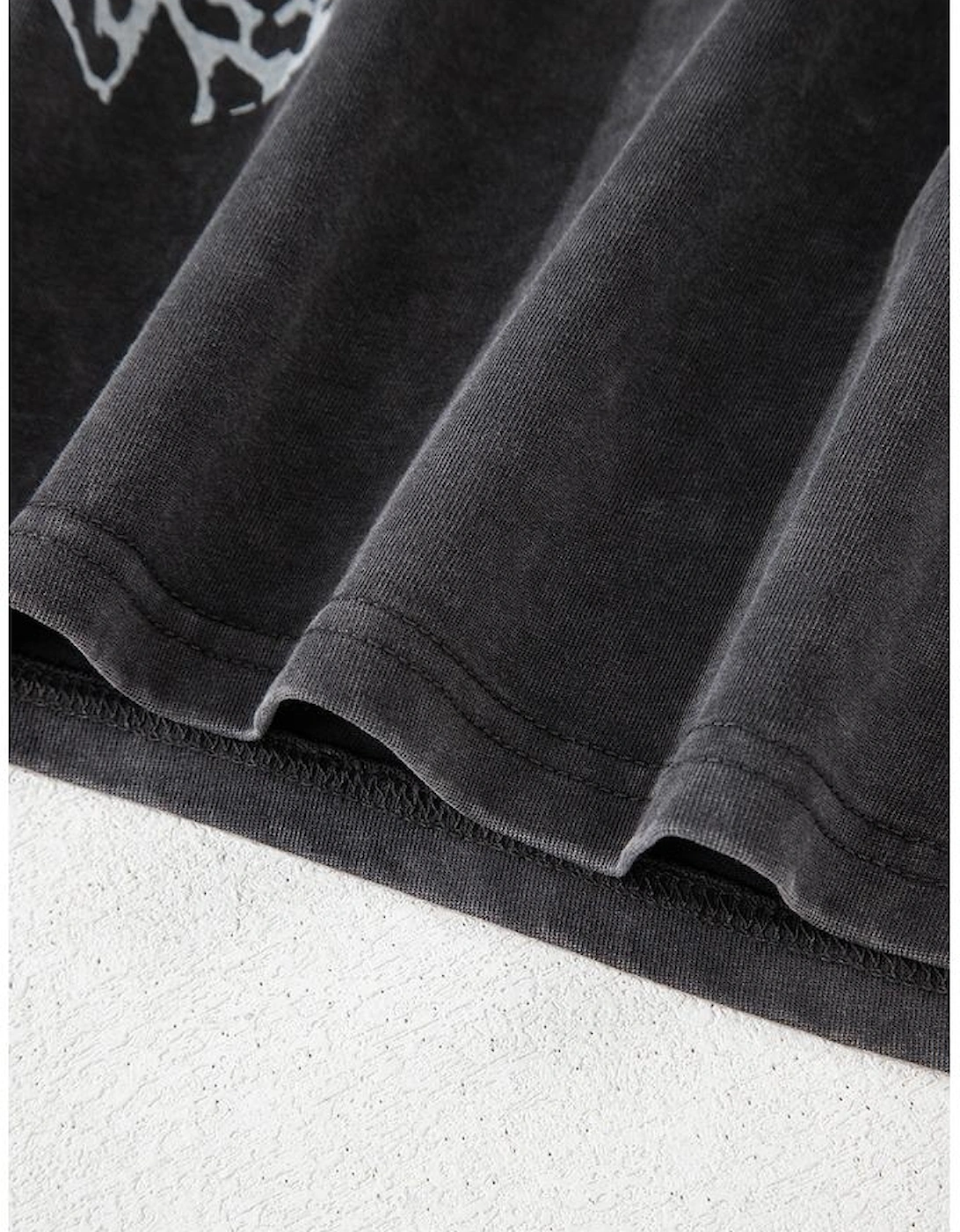 Medium Grey Vintage Cheetah Printed Mineral Wash Graphic Tee