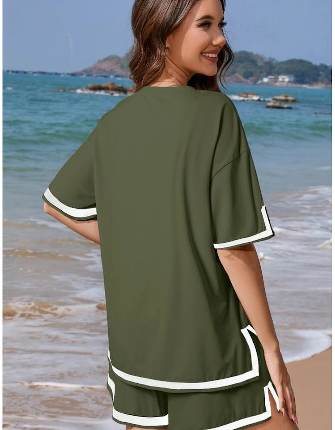 Vineyard Green Contrast Trim Tee and Shorts Set, 13 of 12