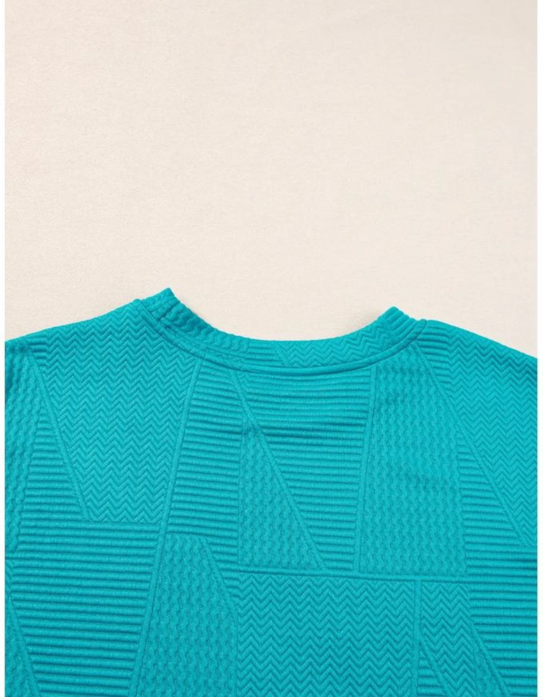 Skobeloff Textured Ruffle Split Top and Drawstring Shorts