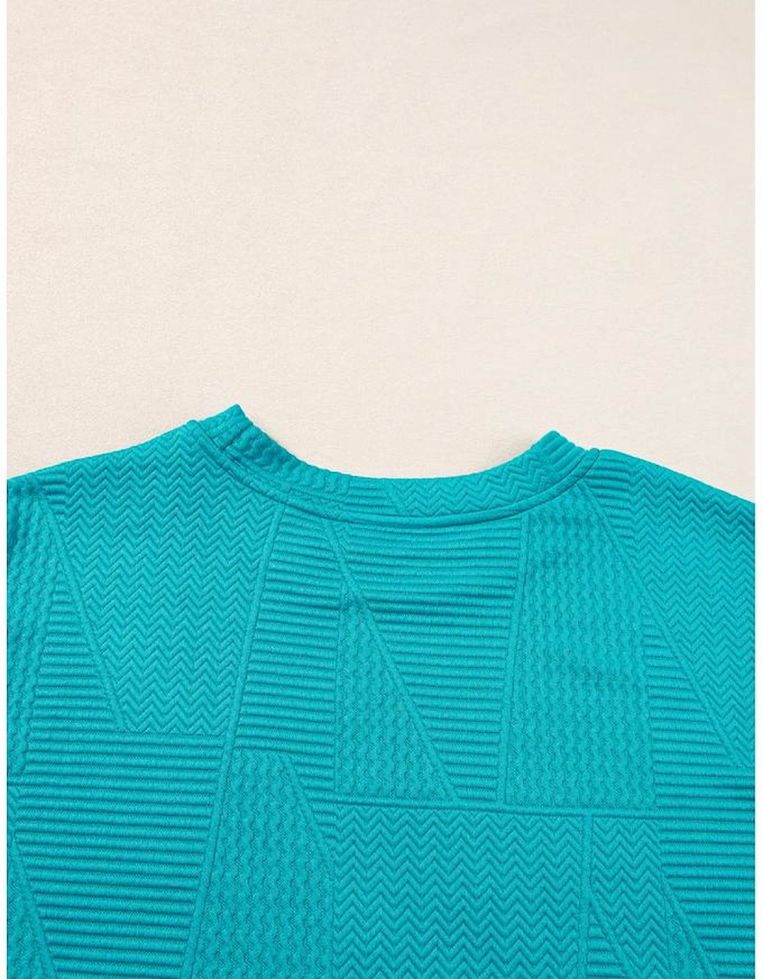 Skobeloff Textured Ruffle Split Top and Drawstring Shorts