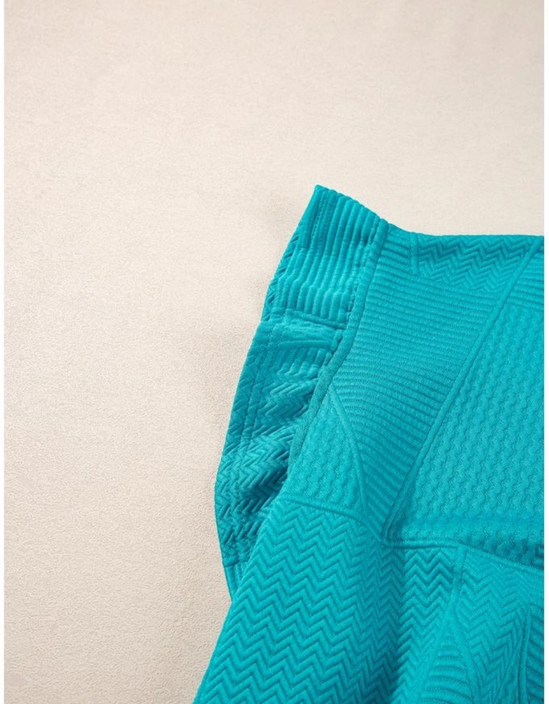 Skobeloff Textured Ruffle Split Top and Drawstring Shorts