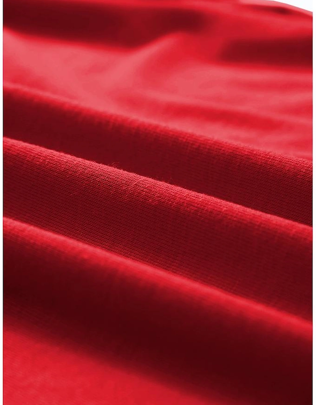 Red Casual Plain Crew Neck Tee