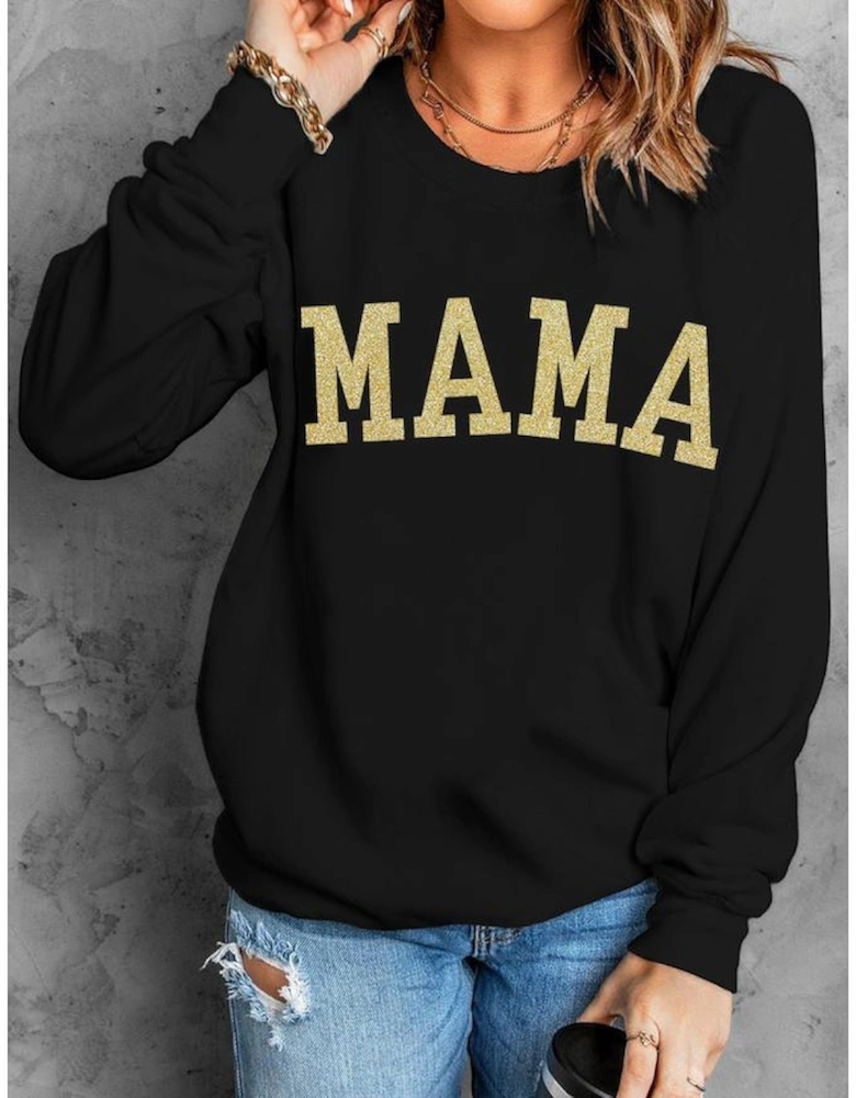 Azura Exchange MAMA Glitter Graphic Sweatshirt