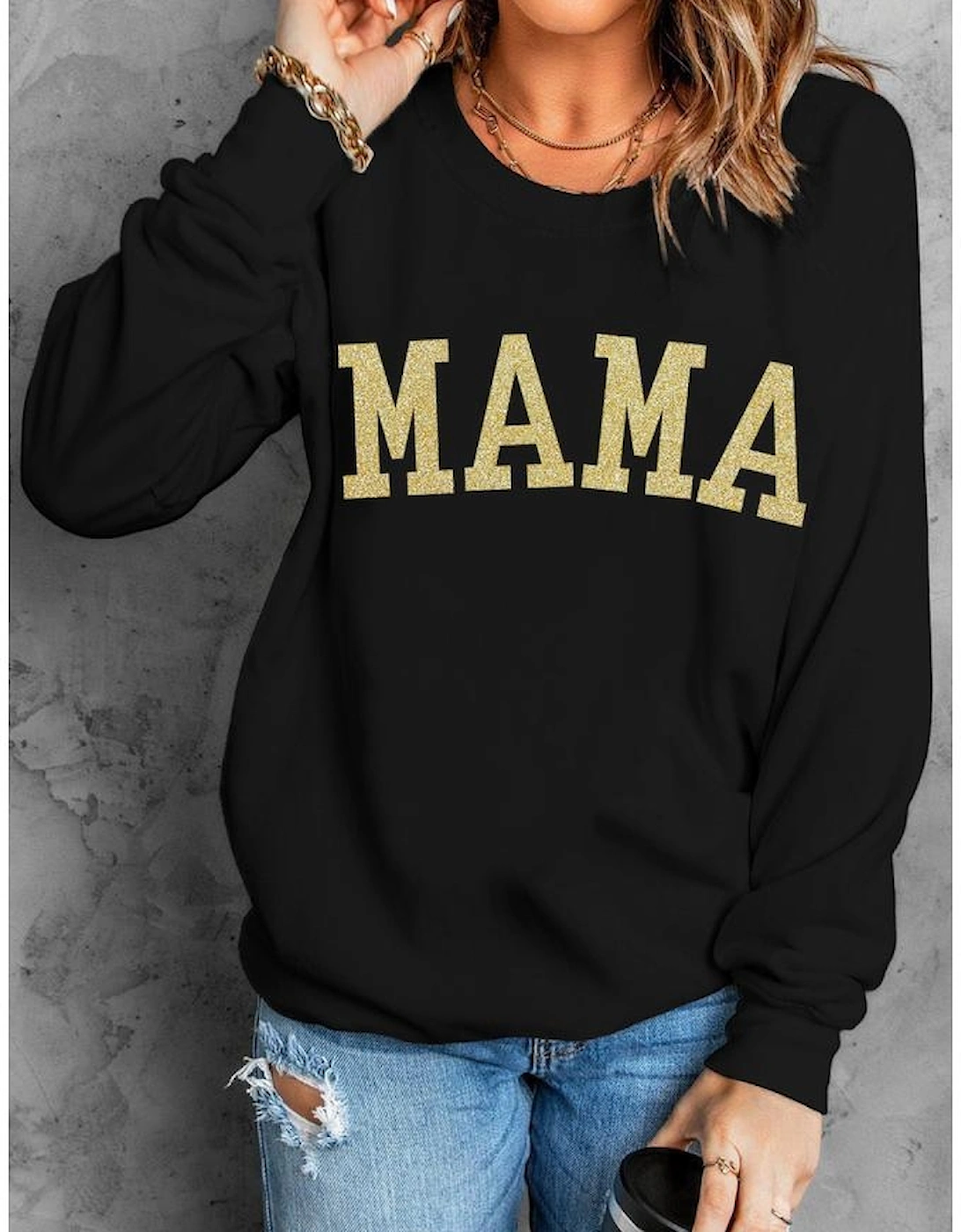 Azura Exchange MAMA Glitter Graphic Sweatshirt